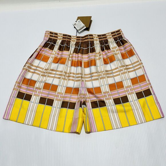 Burberry 100% Silk High Waist Pull On Shorts Multi Color Geometric Sz 4 NWT $820 - Picture 6 of 14